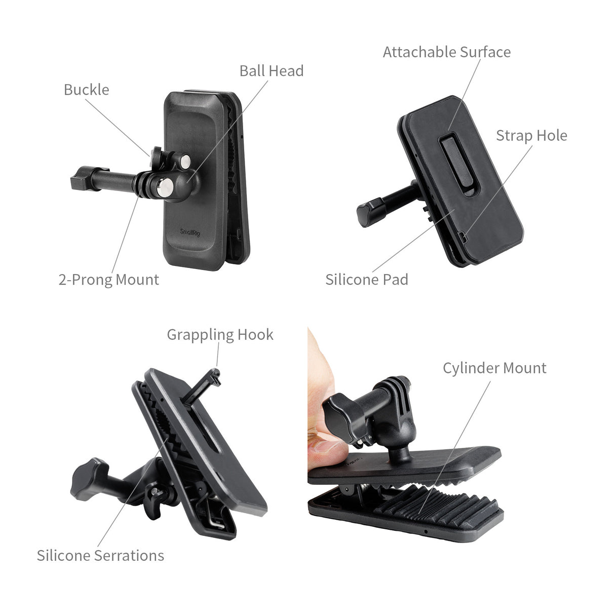 SmallRig Backpack Strap Clip Mount for Action Cameras 5722