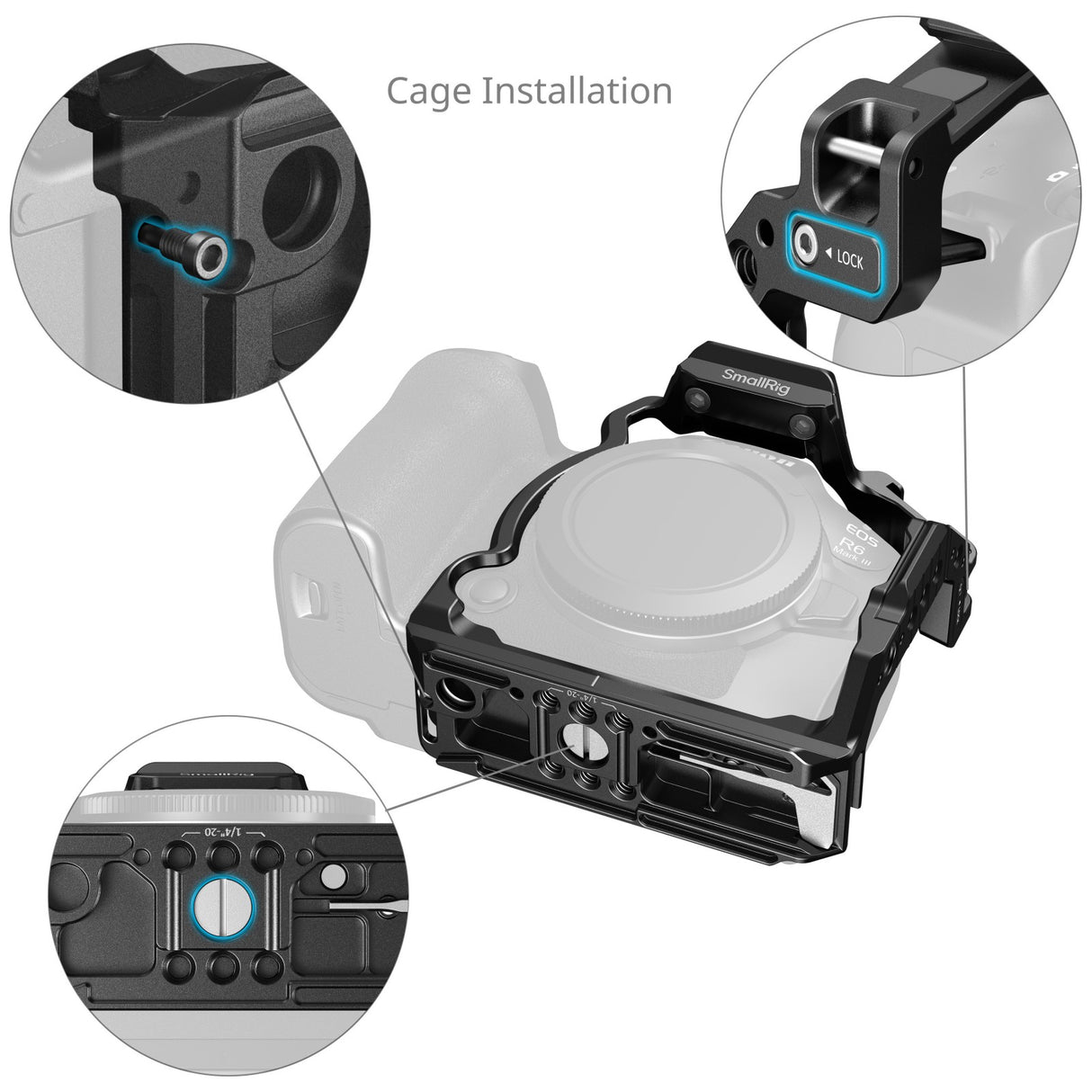 SmallRig "HawkLock" Quick Release Half Cage for Canon EOS R6 Mark III / R6 Mark II / R5 Mark II