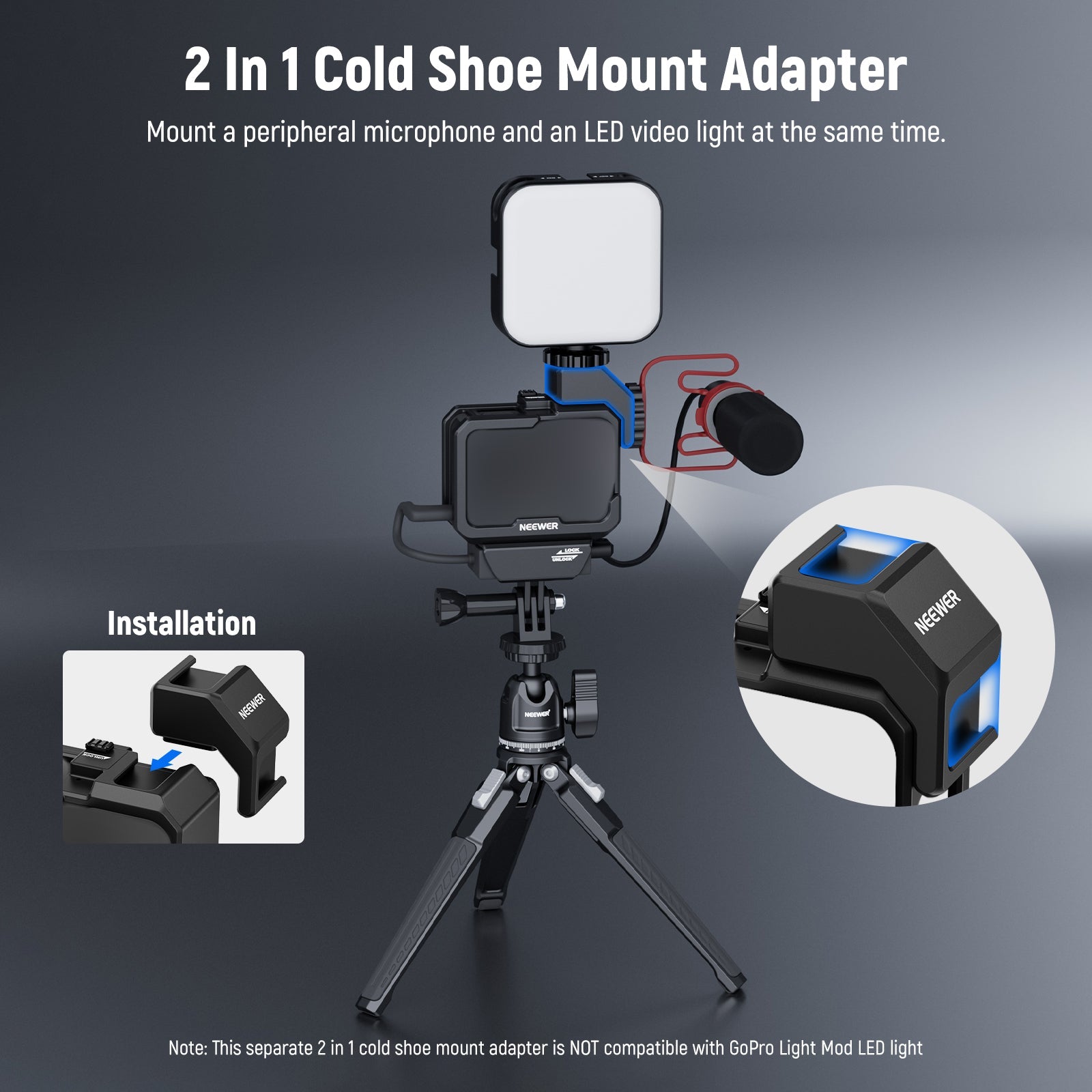 NEEWER AC007 Video Rig Cage Compatible with GoPro Hero 12 11 NEEWER AC007 Video Rig Cage Compatible with GoPro Hero 12 11