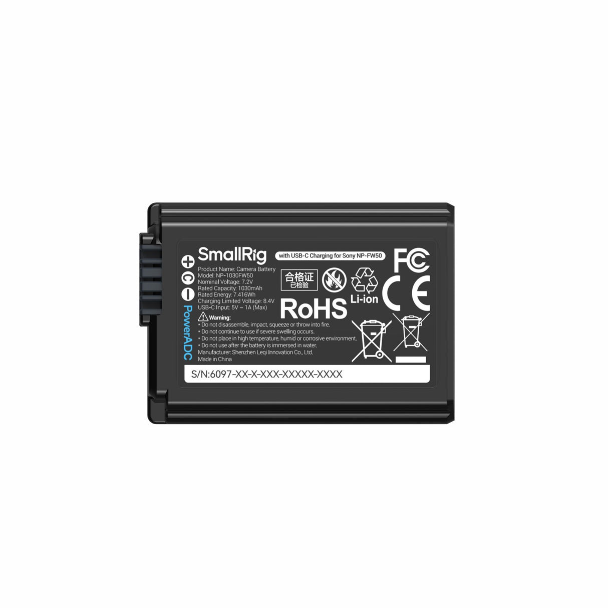 SmallRig Camera Battery with USB-C Charging for Sony NP-FW50 6097