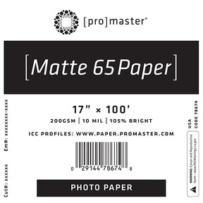 ProMaster Matte 65 Paper 17"x100' Roll - Image 1