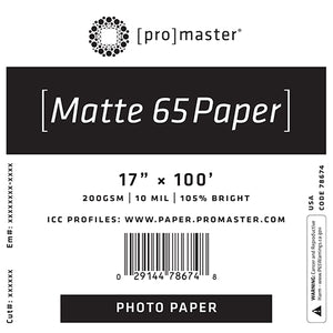 ProMaster Matte 65 Paper 17"x100' Roll