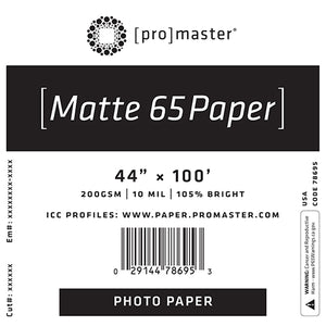 ProMaster Matte 65 Paper 44"x100' Roll