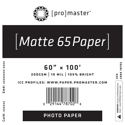 ProMaster Matte 65 Paper 60"x100' Roll - Image 1