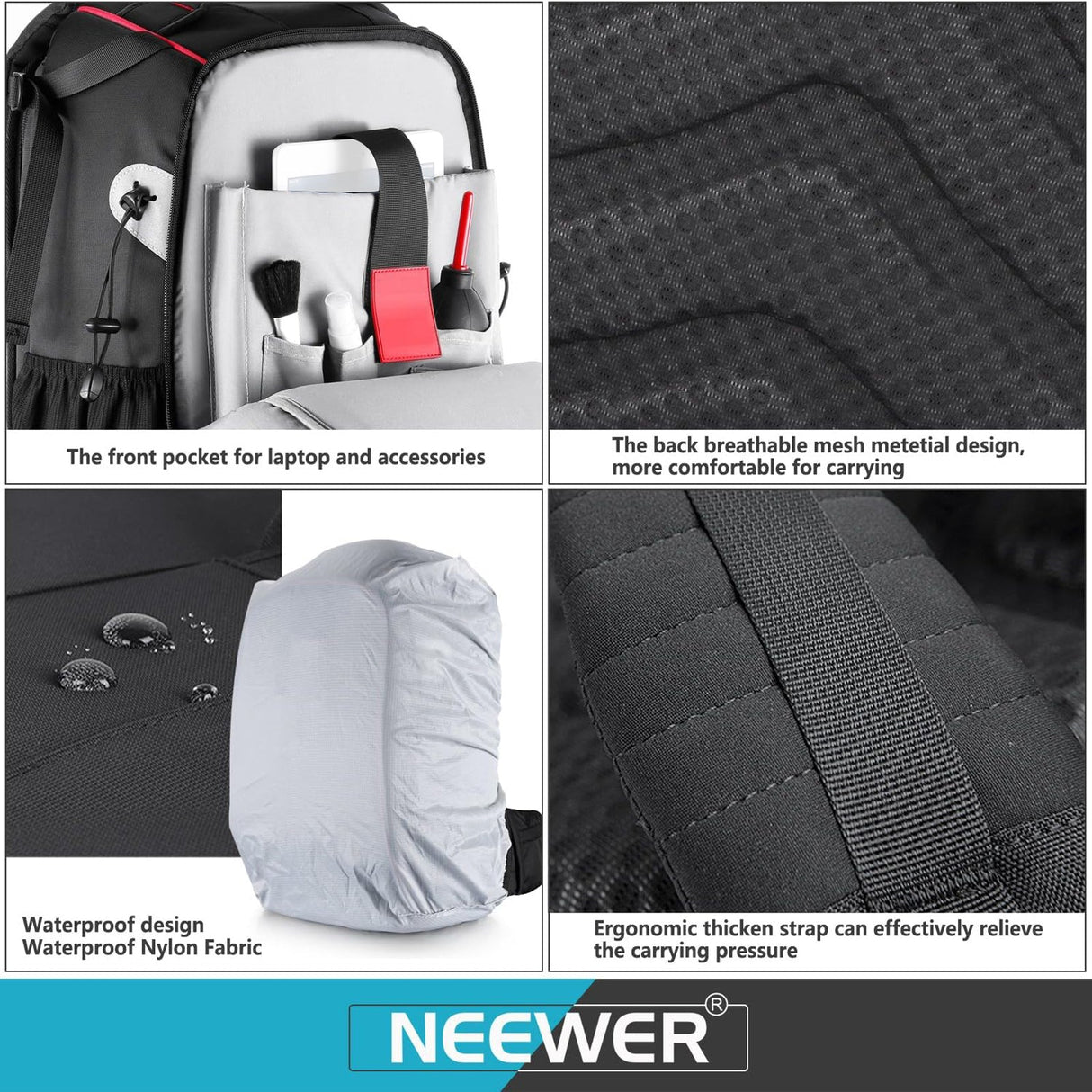 NEEWER 13.4"x10.2"x20.5" Pro Camera Backpack