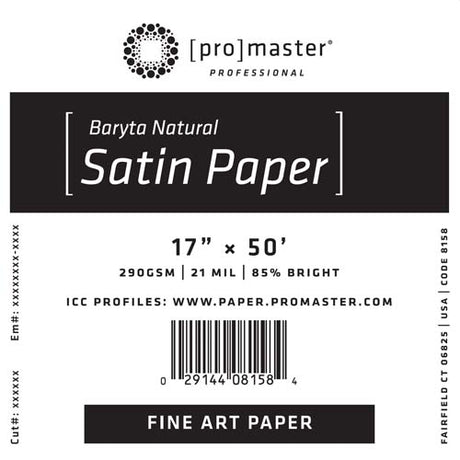 ProMaster Fine Art Baryta Natural Satin Paper 17"x50' Roll - Image 1