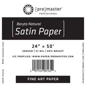 ProMaster Fine Art Baryta Natural Satin Paper 24"x50' Roll