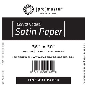 ProMaster Fine Art Baryta Natural Satin Paper 36"x50' Roll