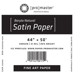 ProMaster Fine Art Baryta Natural Satin Paper 44"x50' Roll