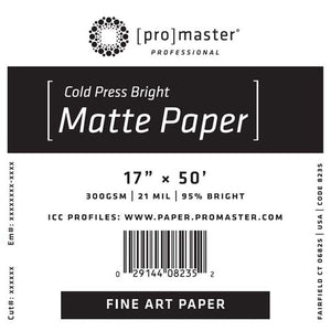 ProMaster Fine Art Cold Press Bright Matte Paper 17"x50' Roll
