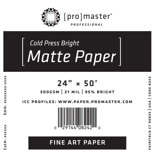 ProMaster Fine Art Cold Press Bright Matte Paper 24"x50' Roll - Image 1
