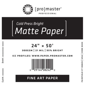 ProMaster Fine Art Cold Press Bright Matte Paper 24"x50' Roll - Image 1