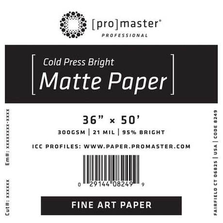 ProMaster Fine Art Cold Press Bright Matte Paper 36"x50' Roll - Image 1