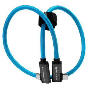 Dual Right Angle 18" USB-C Braided Cable for 8K Data and Power Delivery