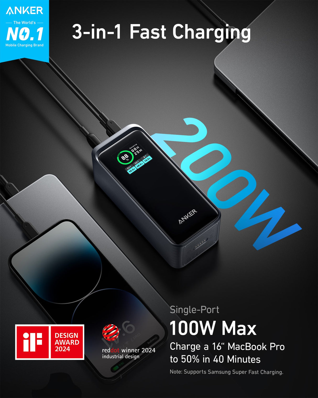 Anker Prime Power Bank (20K, 200W)