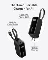 Anker Power Bank (30W, 5k,  Fusion, Built-In USB-C Cable)