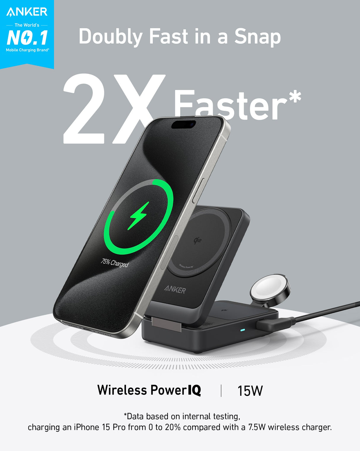 Anker MagGo Wireless Charging Station (Foldable 3-in-1)