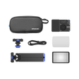 amaran Ace 25c All-in-One Creator Kit (Charcoal) contents: light, carrying bag, Ace Lock mini tripod, 30° grid, dome diffuser, cold-shoe adapter and USB-C cable
