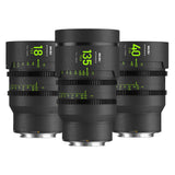 NiSi ATHENA PRIME Full Frame Cinema Lens ADD-ON Kit with 3 Lenses 18mm T2.2 , 40mm T1.9, 135 T2.2 + Hard Case (G Mount | No D