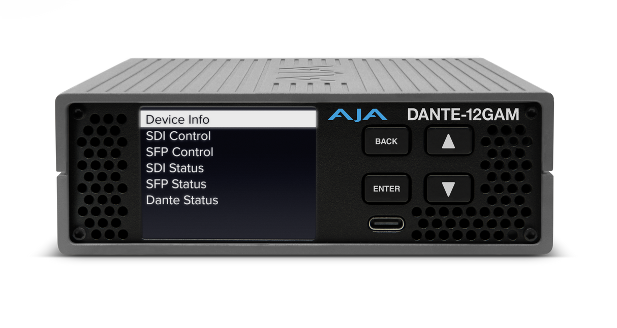 AJA 12G 32-Ch Dante Embedder/Disembedder no SFP