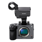 Sony FX5 cinema camera fitted with the XLR handle unit, front view