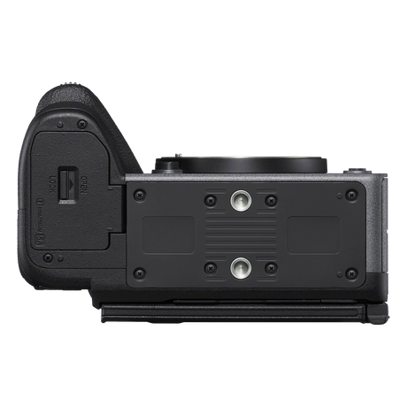 Sony FX5 cinema camera bottom view with tripod mounting points