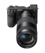Sony FE 100-400mm F5.6-8 OSS mounted on a Sony a6700, front top view