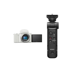 Bundle - Sony ZV-E10 (Body Only, White) and GP-VPT3 Shooting Grip with Wireless Remote (Black)