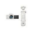Bundle - Sony ZV-E10 (Body Only, White) and GP-VPT3 Shooting Grip with Wireless Remote (White)