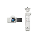 Bundle - Sony ZV-E10 (Body Only, White) and GP-VPT3 Shooting Grip with Wireless Remote (White)