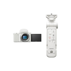Bundle - Sony ZV-E10 (Body Only, White) and GP-VPT3 Shooting Grip with Wireless Remote (White)