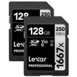 Lexar Professional SDXC Memory Card 1667x 128GB Class 10 UHS-II U3 V60 2/PK