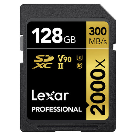Lexar Professional SDXC Memory Card 2000x 128GB Class 10 V90 UHS-II U3 W/O Reader R300/W260MBs