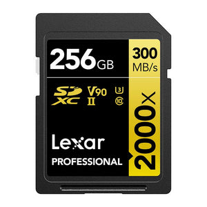 Lexar Professional SDXC Memory Card 2000x 256GB Class 10 V90 UHS-II U3 without Reader R300/W260MBs