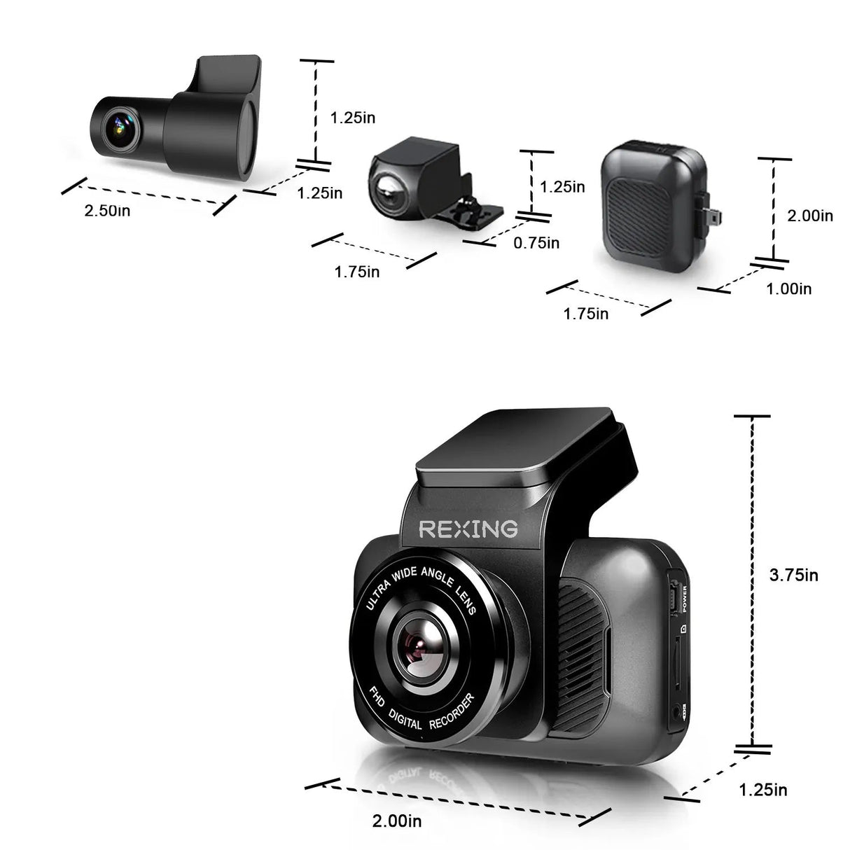 Rexing Waterproof Rear View Camera For V55 Premium 4K Modular Capabilities Car Dash Cam