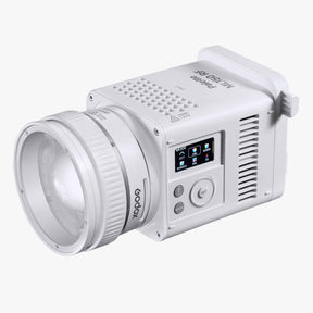Godox ML150RF Palette portable full-spectrum LED COB light in white, front view with zoom lens reflector
