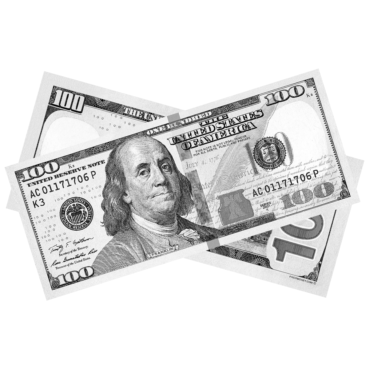 100x $100 New Series Monochrome Gray Bills