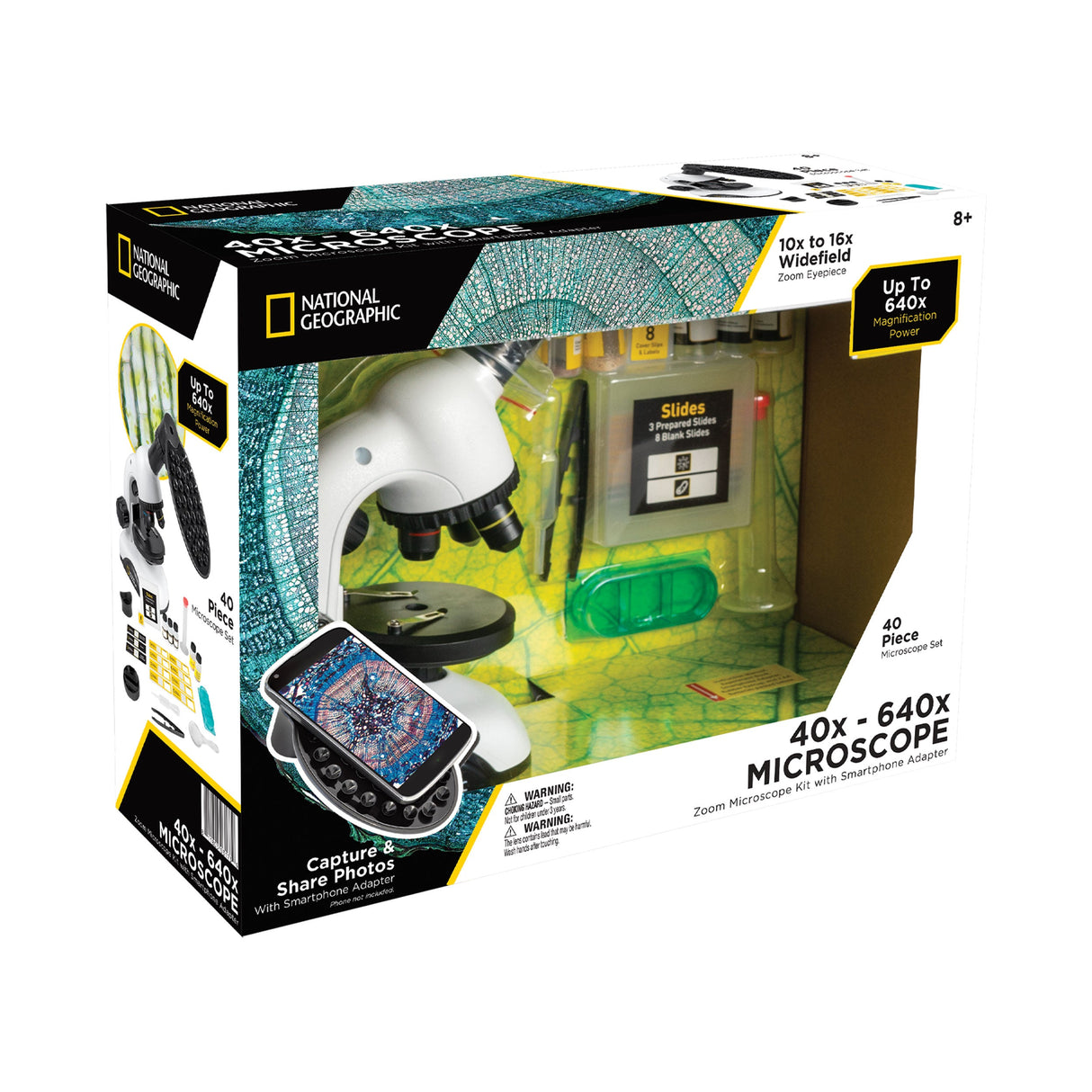 National Geographic 40x-640x Magnification Microscope with Smartphone Camera Adapter