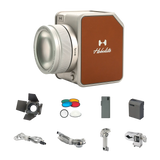 Hobolite Avant 100W Bi-Color LED lighting kit with barn doors, gels, diffuser, battery, cables, mount, and tripod.