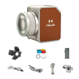 Hobolite Avant 100W Bi-Color LED kit with light, barn doors, gels, diffuser, battery, mount, and cables.