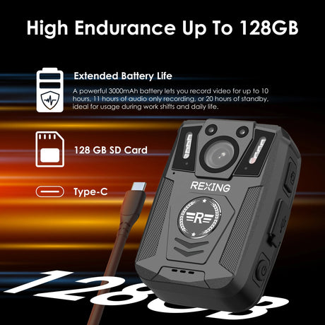 Rexing P2 FHD Body Camera 1080p Full HD With Type-C Port