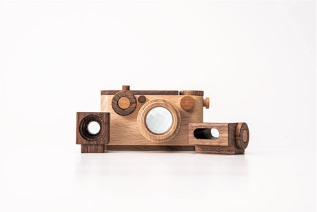 35MM Wooden Toy Camera Gift Set - Beech Wood with 2 Flashes ($85 Value)