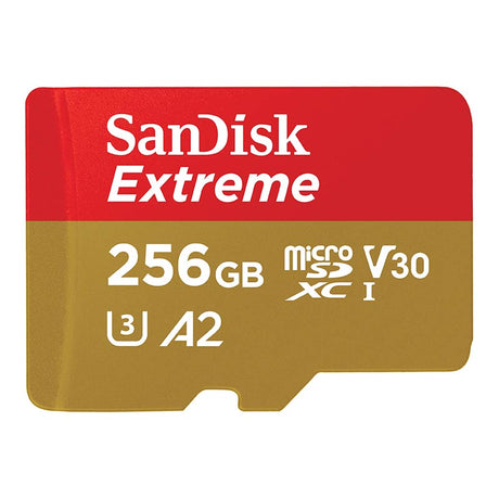 SanDisk Extreme microSDXC Memory Card UHS-I 4K Class 10 w/ Adapter 190/130MBs V30 256GB