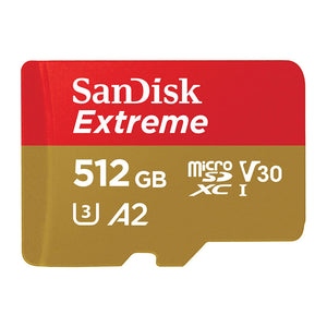 SanDisk Extreme microSDXC Memory Card UHS-I 4K Class 10 w/ Adapter 190/130MBs V30 512GB