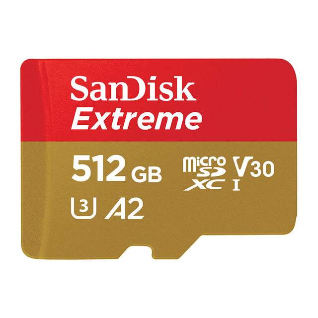 SanDisk Extreme microSDXC Memory Card UHS-I 4K Class 10 w/ Adapter 190/130MBs V30 512GB