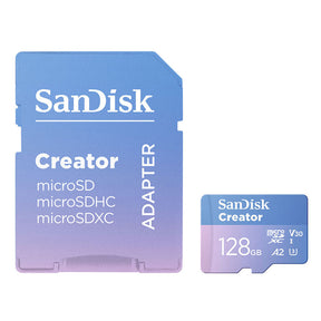 SanDisk Creator Series microSDXC UHS-I Class 10 w/ Adapter 190/90MBs V30 128GB