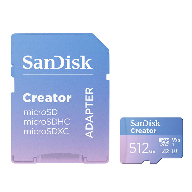 SanDisk Creator Series microSDXC UHS-I Class 10 w/ Adapter 190/130MBs V30 256GB