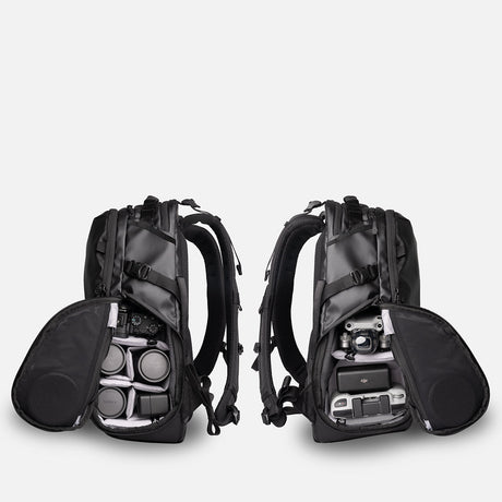 WANDRD STRATUS Photo 18L in Black — side access packed out
