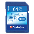 Verbatim Premium SDXC Memory Card 300X UHS-1 Class 10 TAA 64GB