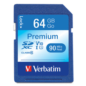 Verbatim Premium SDXC Memory Card 300X UHS-1 Class 10 TAA 64GB